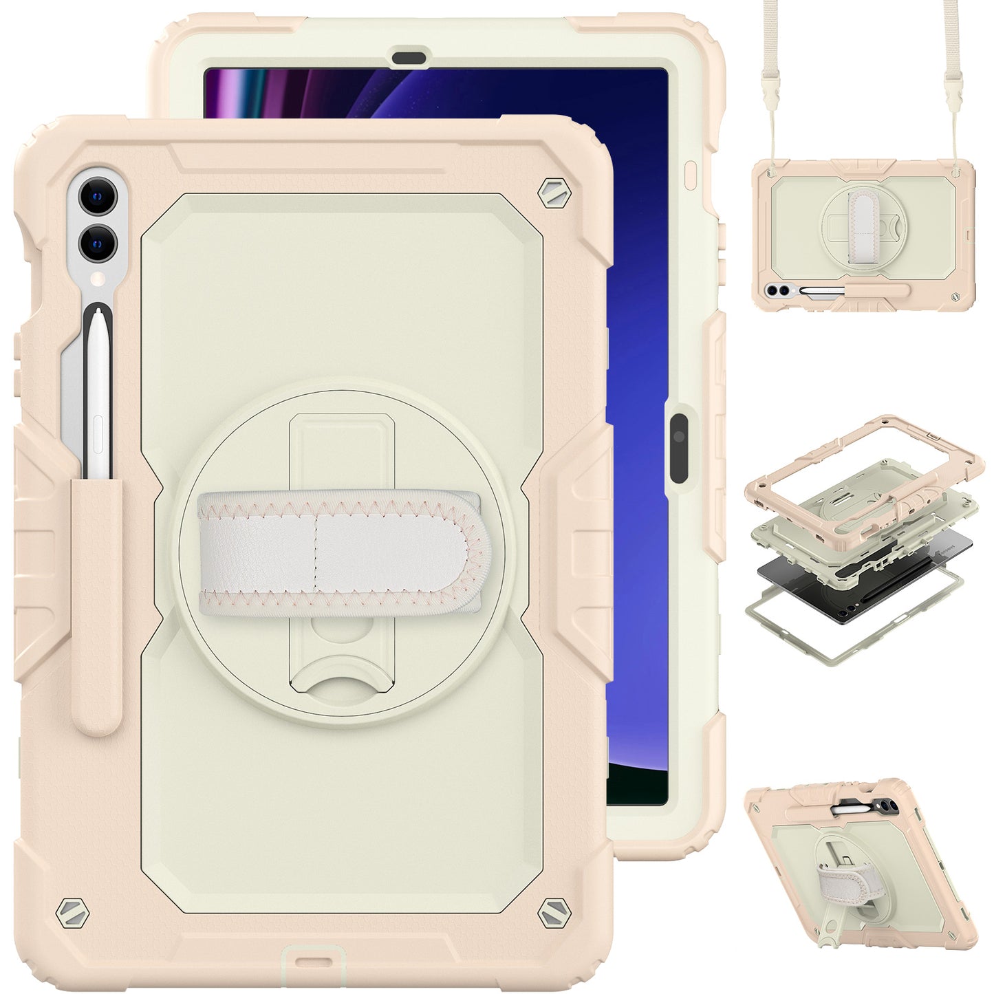 Tough Strap Galaxy Tab S9 FE Shockproof Case Multi-functional Built-in Screen Protector