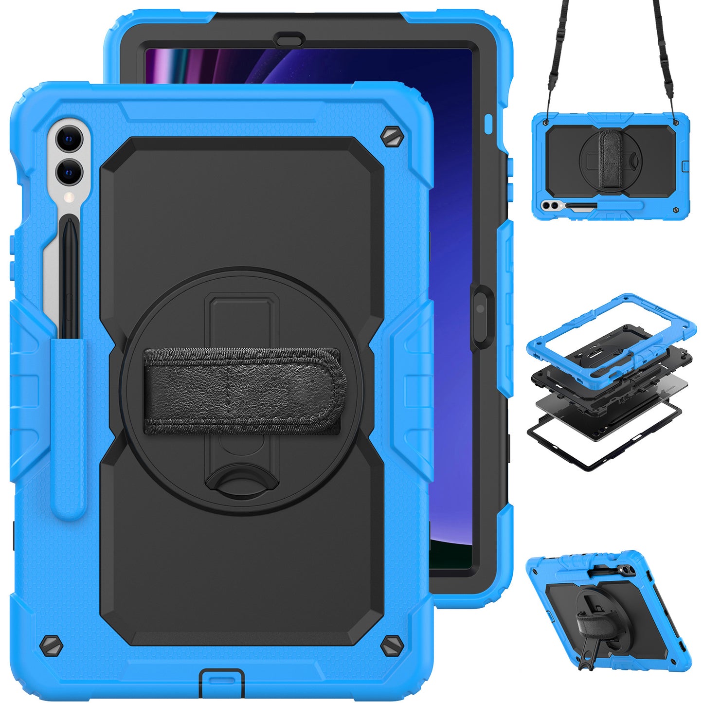 Tough Strap Galaxy Tab S9 FE+ Shockproof Case Multi-functional Built-in Screen Protector