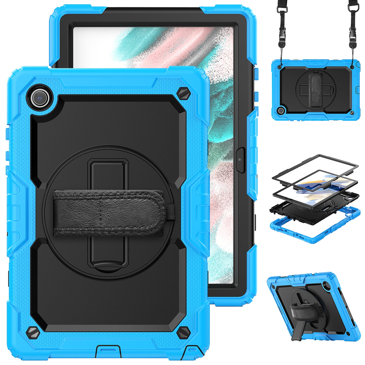 Tough Strap Galaxy Tab A8 Shockproof Case Multi-functional Built-in Screen Protector