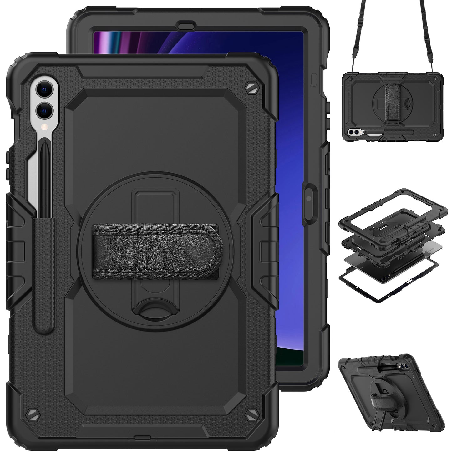 Tough Strap Galaxy Tab S9 FE+ Shockproof Case Multi-functional Built-in Screen Protector