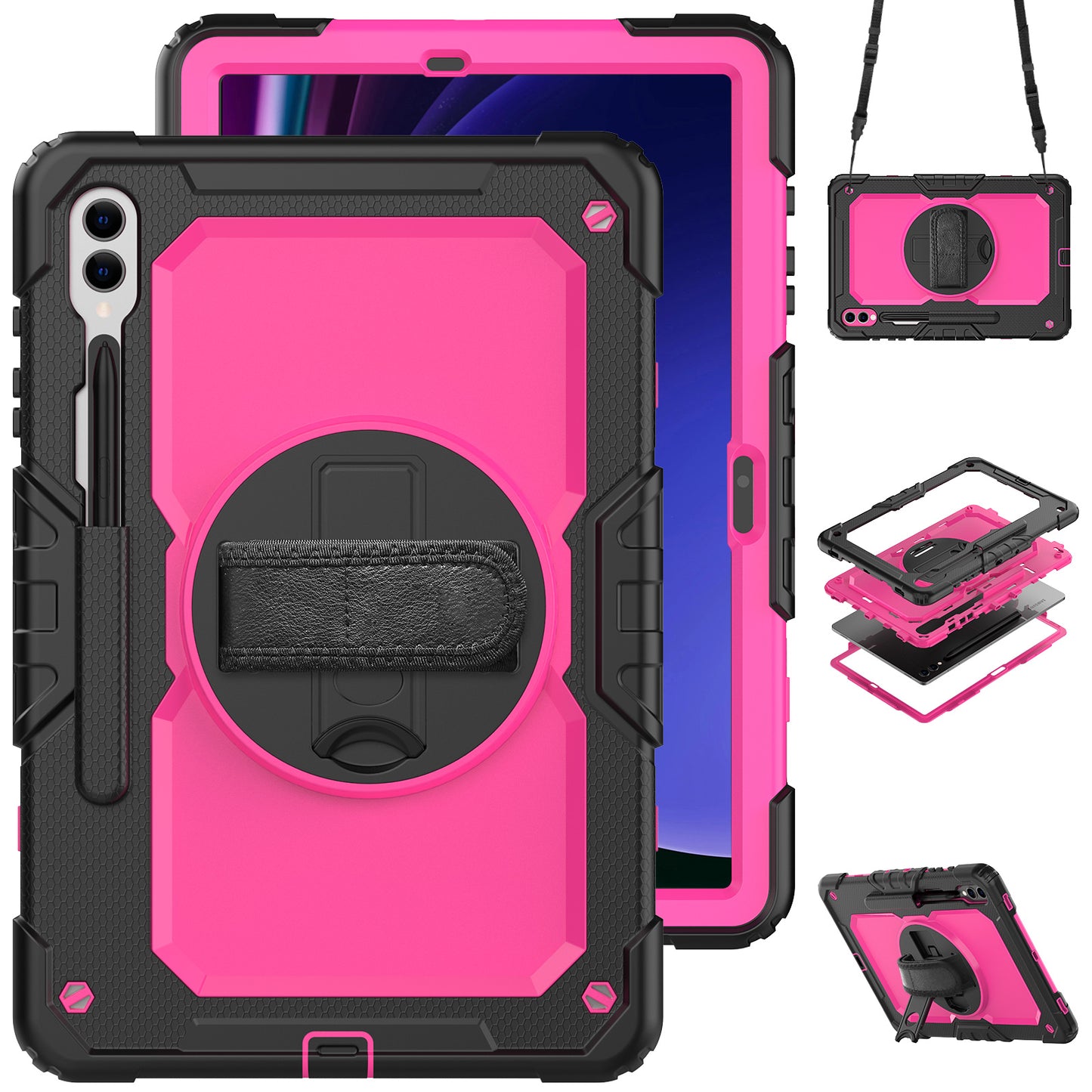 Tough Strap Galaxy Tab S9+ Shockproof Case Multi-functional Built-in Screen Protector