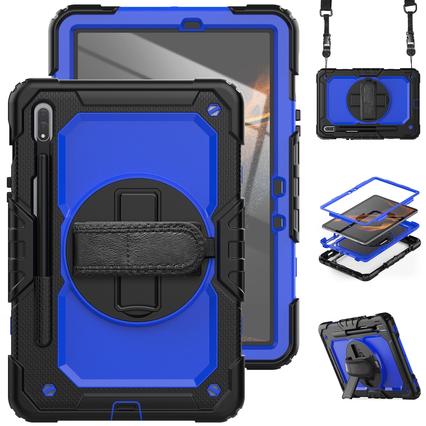 Tough Strap Galaxy Tab S8 Shockproof Case Multi-functional Built-in Screen Protector