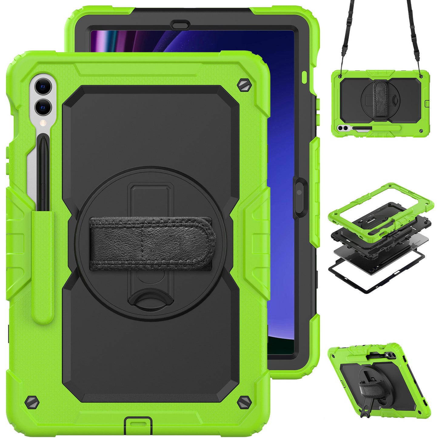 Tough Strap Galaxy Tab S9 FE+ Shockproof Case Multi-functional Built-in Screen Protector
