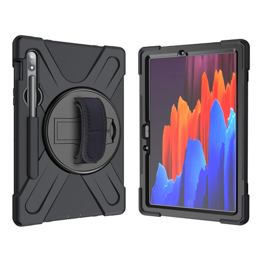 Pirate King Galaxy Tab S8 Case 360 Rotating Stand with Hand Holder Shoulder Strap