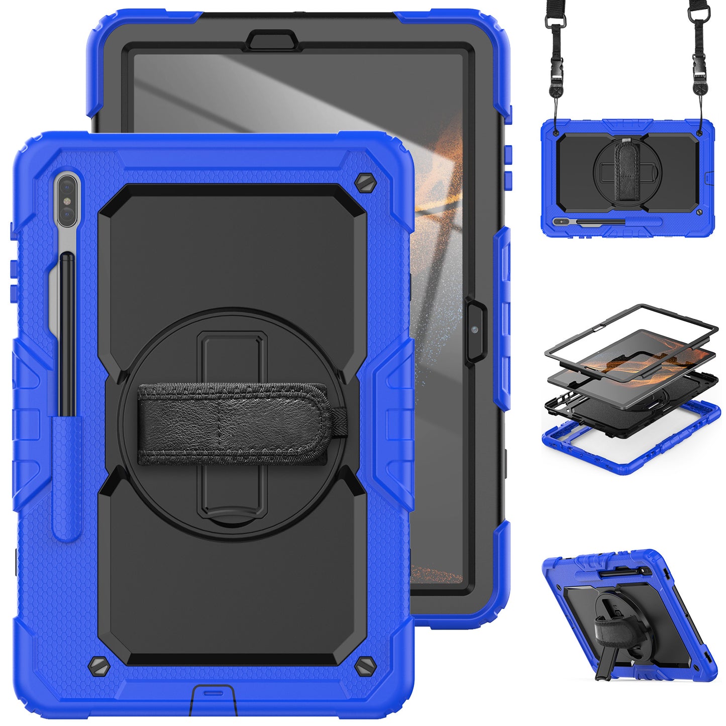 Tough Strap Galaxy Tab S8+ Shockproof Case Multi-functional Built-in Screen Protector