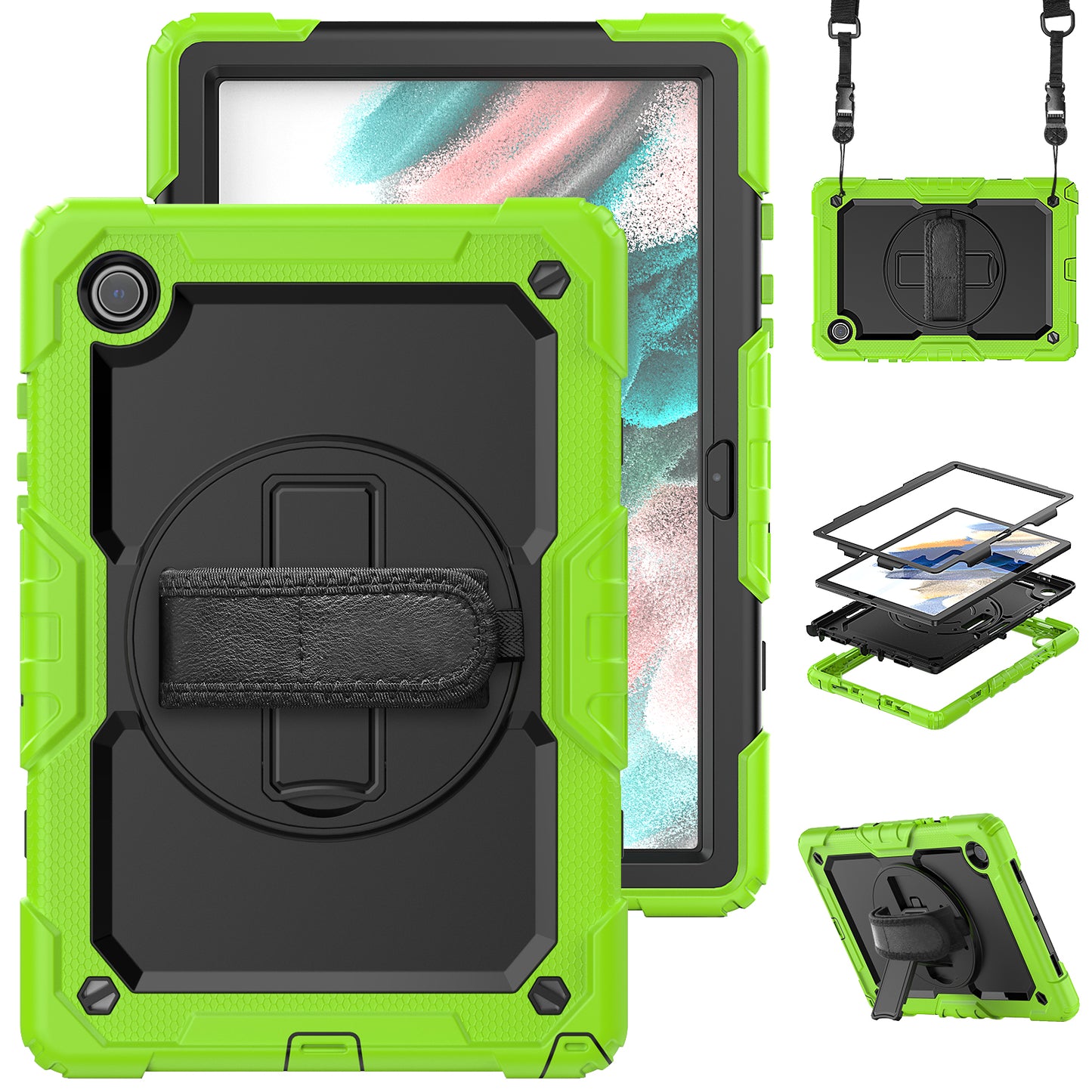 Tough Strap Galaxy Tab A8 Shockproof Case Multi-functional Built-in Screen Protector