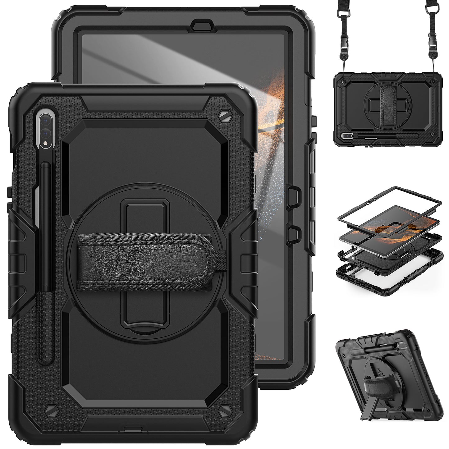 Tough Strap Galaxy Tab S8 Shockproof Case Multi-functional Built-in Screen Protector