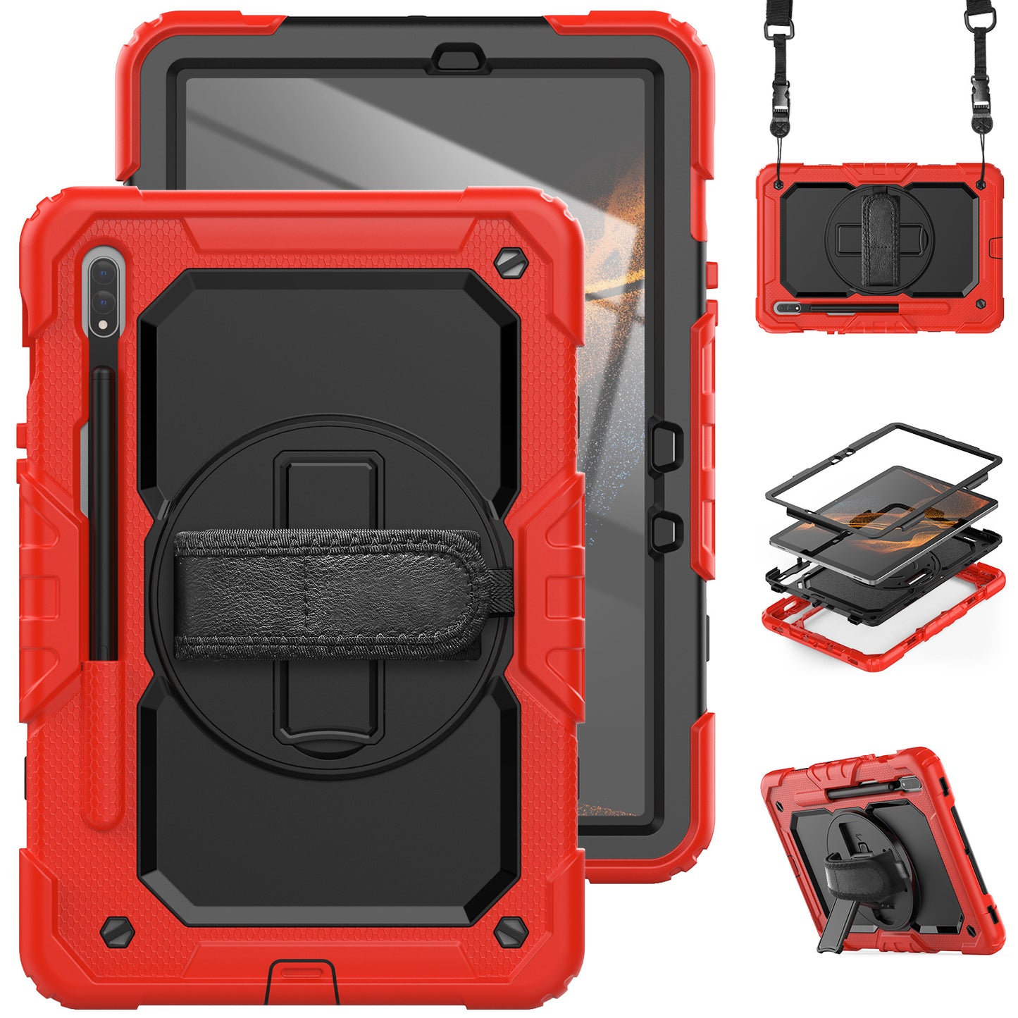 Tough Strap Galaxy Tab S8 Shockproof Case Multi-functional Built-in Screen Protector