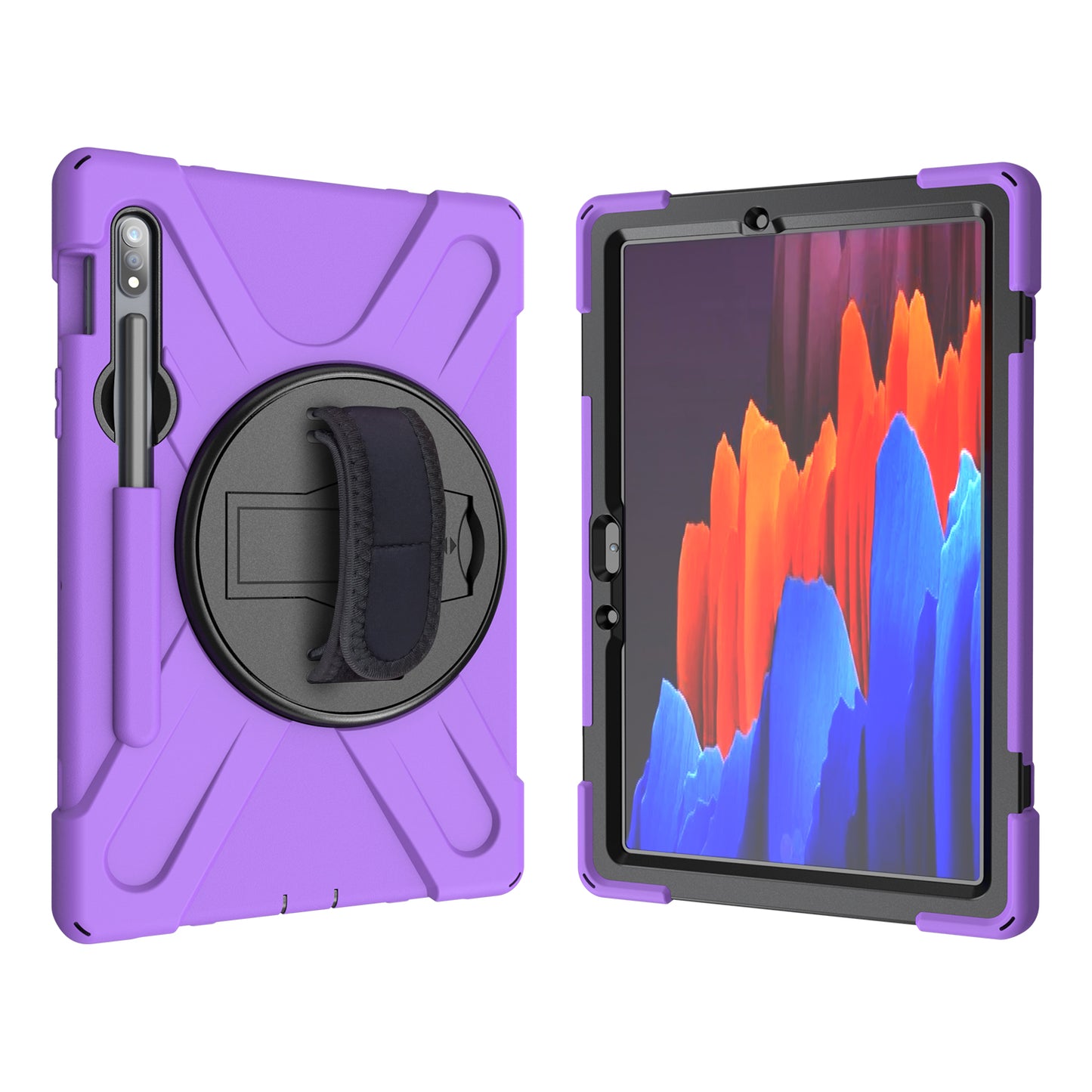 Pirate King Galaxy Tab S8 Case 360 Rotating Stand with Hand Holder Shoulder Strap