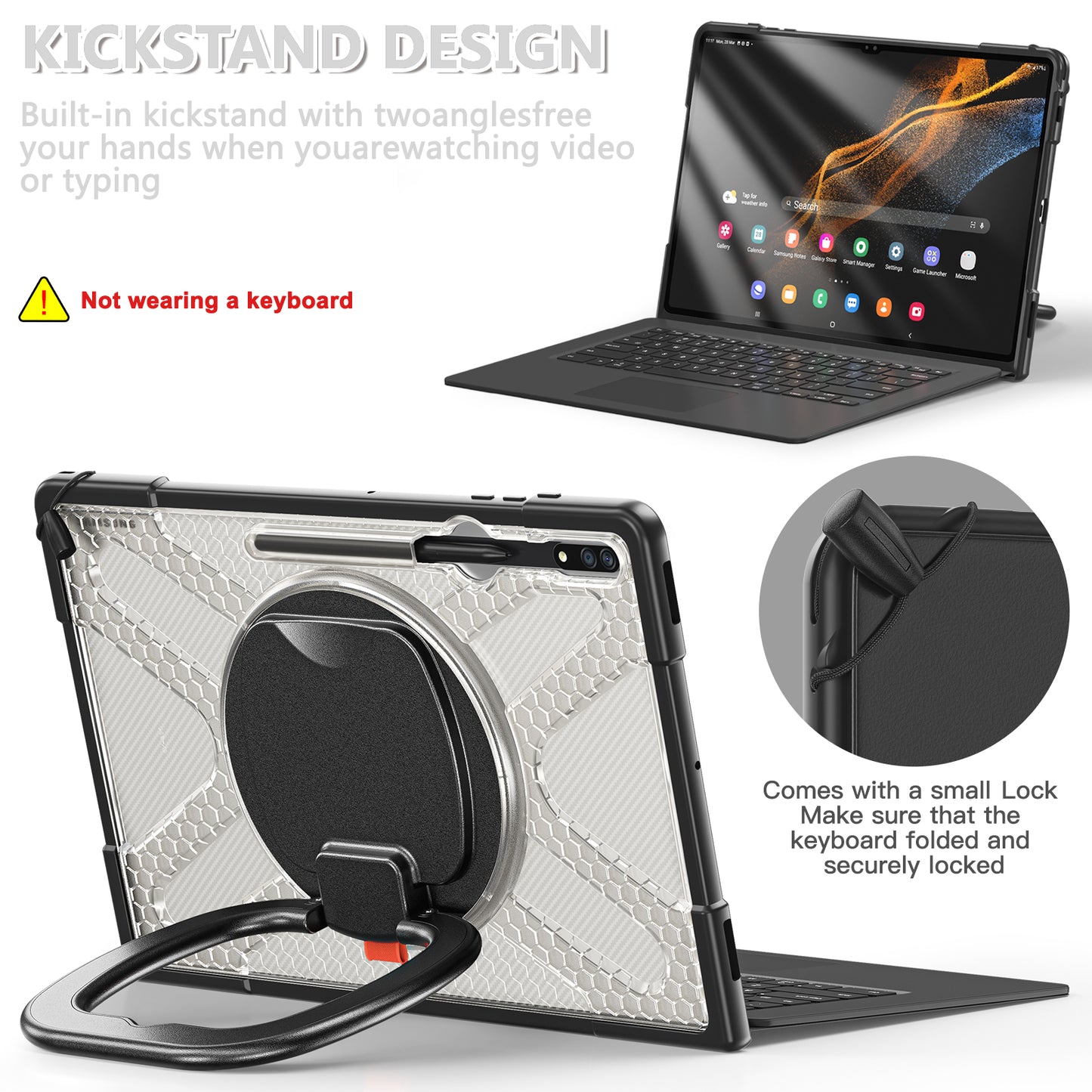 Jacket Beer Galaxy Tab S8 Ultra Case Heavy Duty Hybrid Rotatable Folding Handle Grip