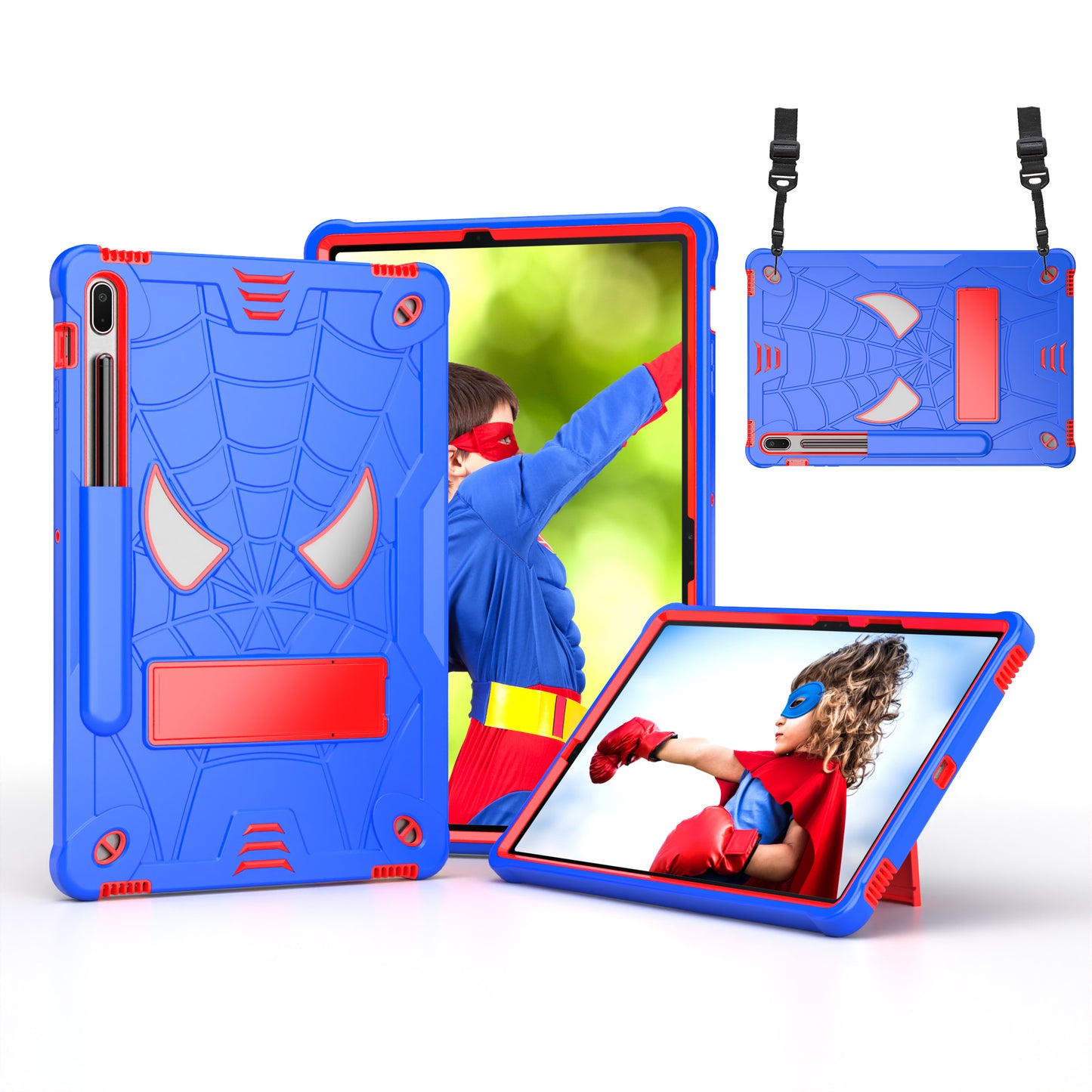 Spider-Man Galaxy Tab S8+ Shockproof Case Rugged Detachable Shoulder Strap