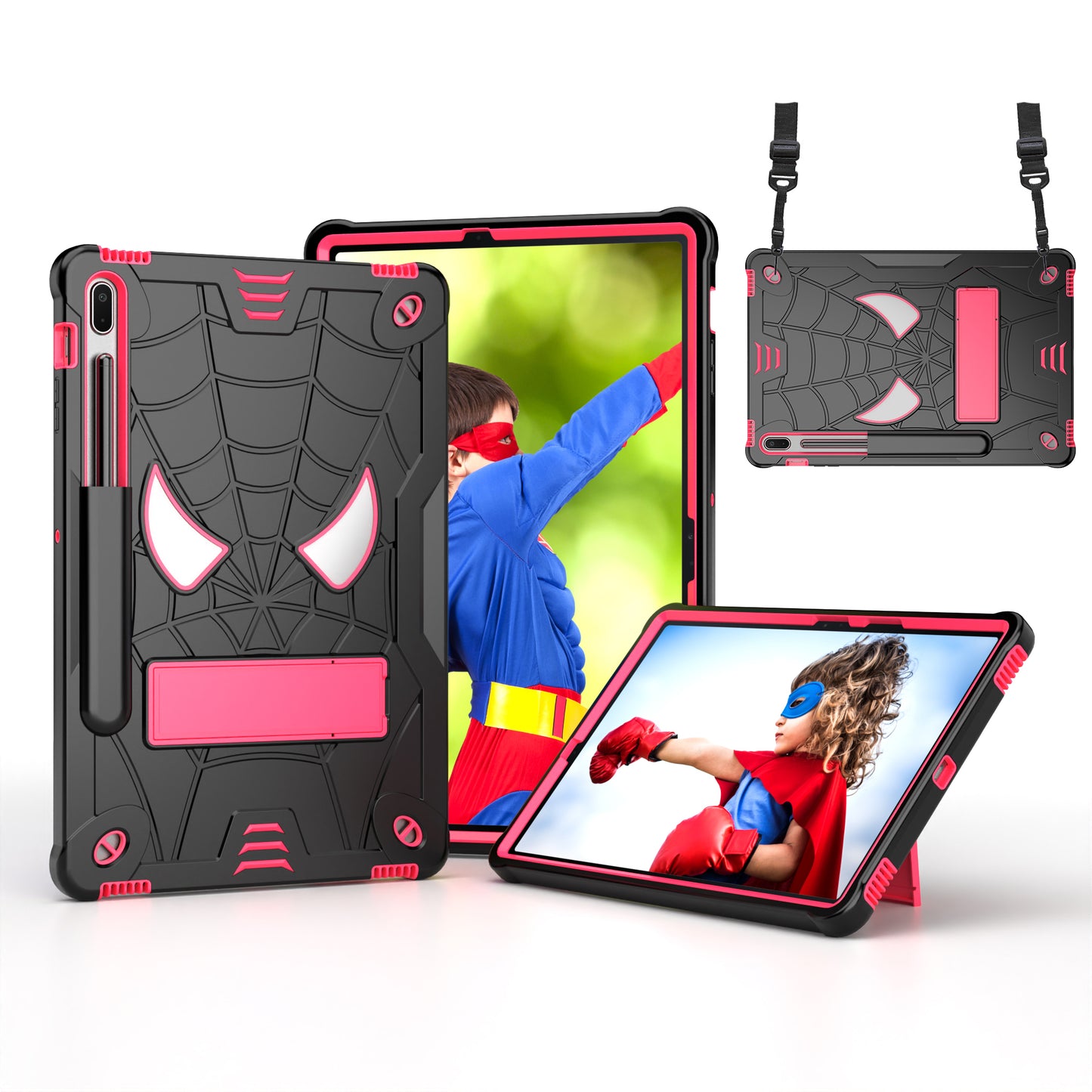 Spider-Man Galaxy Tab S8+ Shockproof Case Rugged Detachable Shoulder Strap