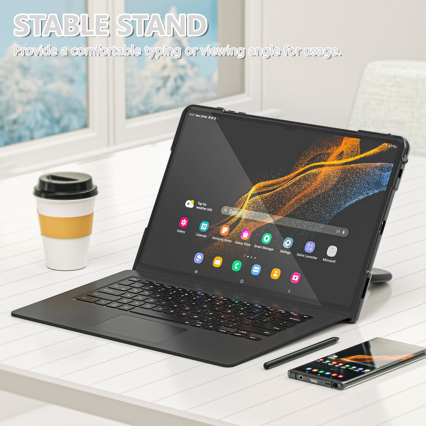 Jacket Beer Galaxy Tab S8 Ultra Case Heavy Duty Hybrid Rotatable Folding Handle Grip