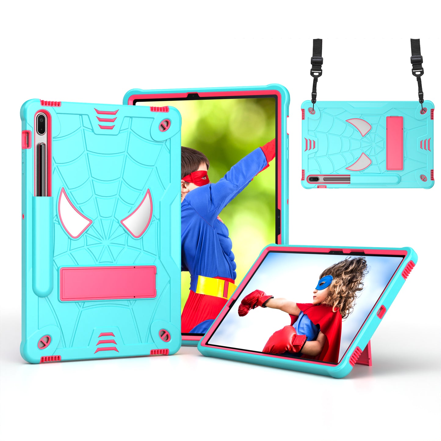 Spider-Man Galaxy Tab S8+ Shockproof Case Rugged Detachable Shoulder Strap