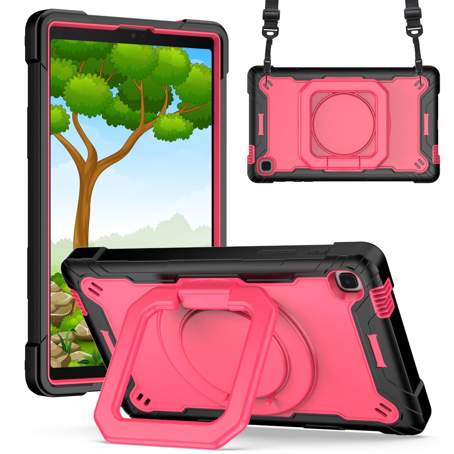Hit-Color Hook Galaxy Tab A7 Lite Shockproof Case Rotating Stand Wristband