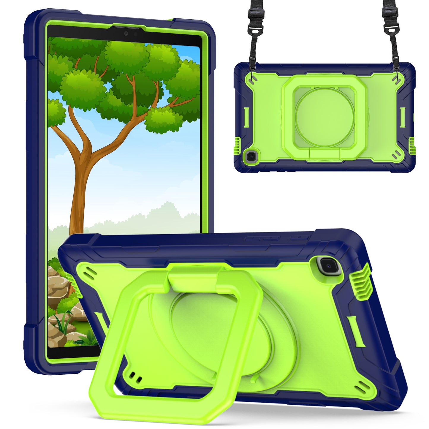 Hit-Color Hook Galaxy Tab A7 Lite Shockproof Case Rotating Stand Wristband