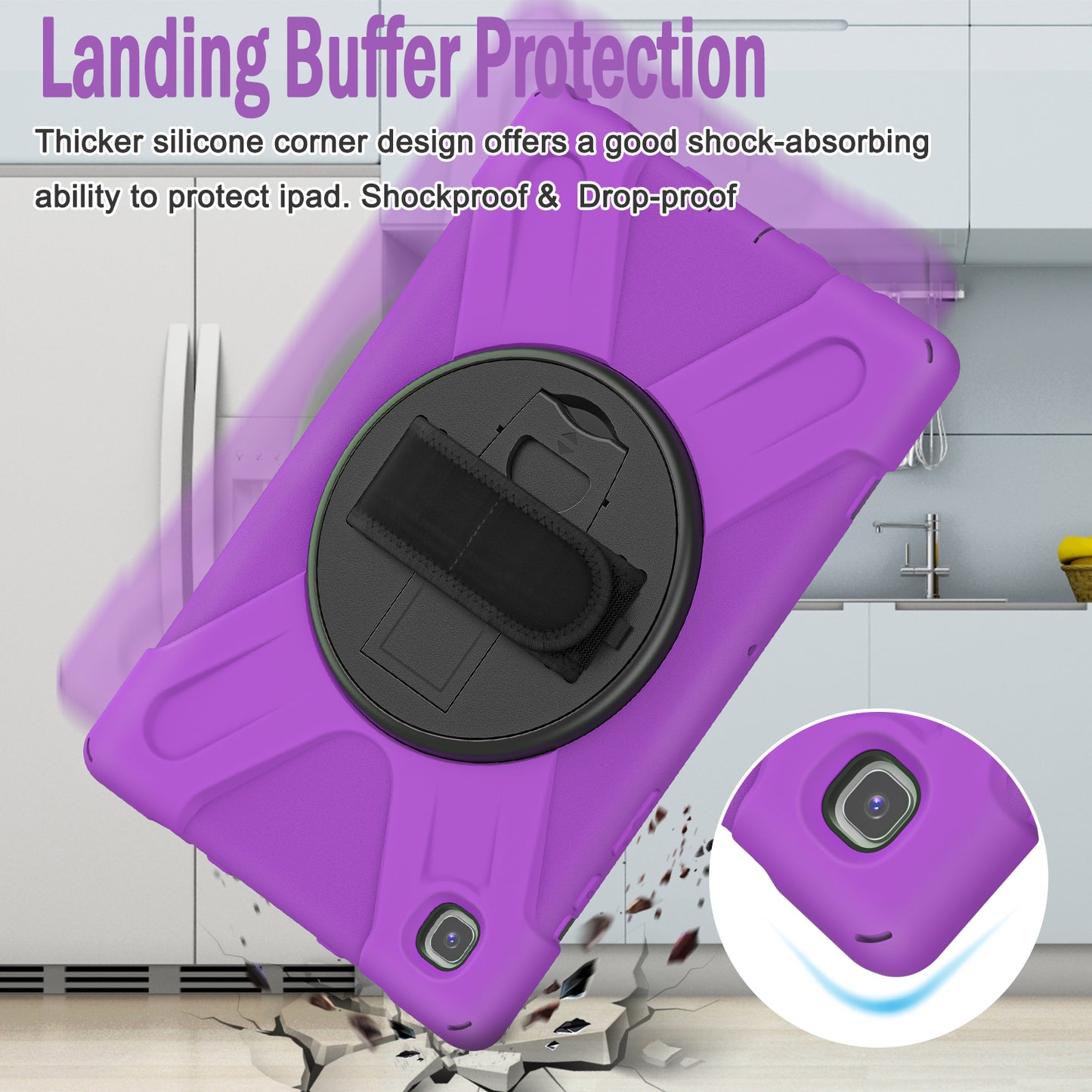 Pirate King Galaxy Tab A7 Case 360 Rotating Stand with Hand Holder Shoulder Strap