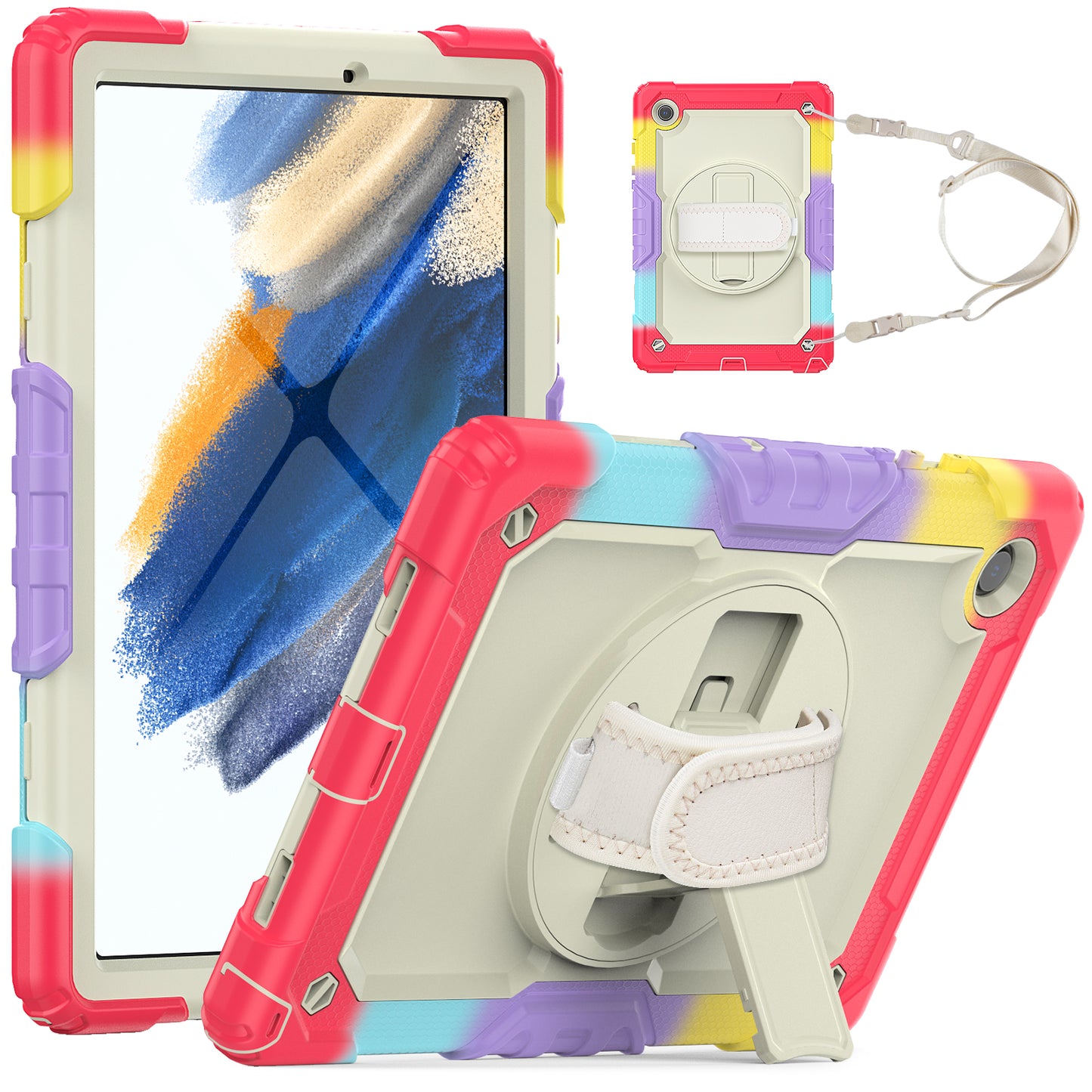 Tough Strap Galaxy Tab A8 Shockproof Case Multi-functional Built-in Screen Protector
