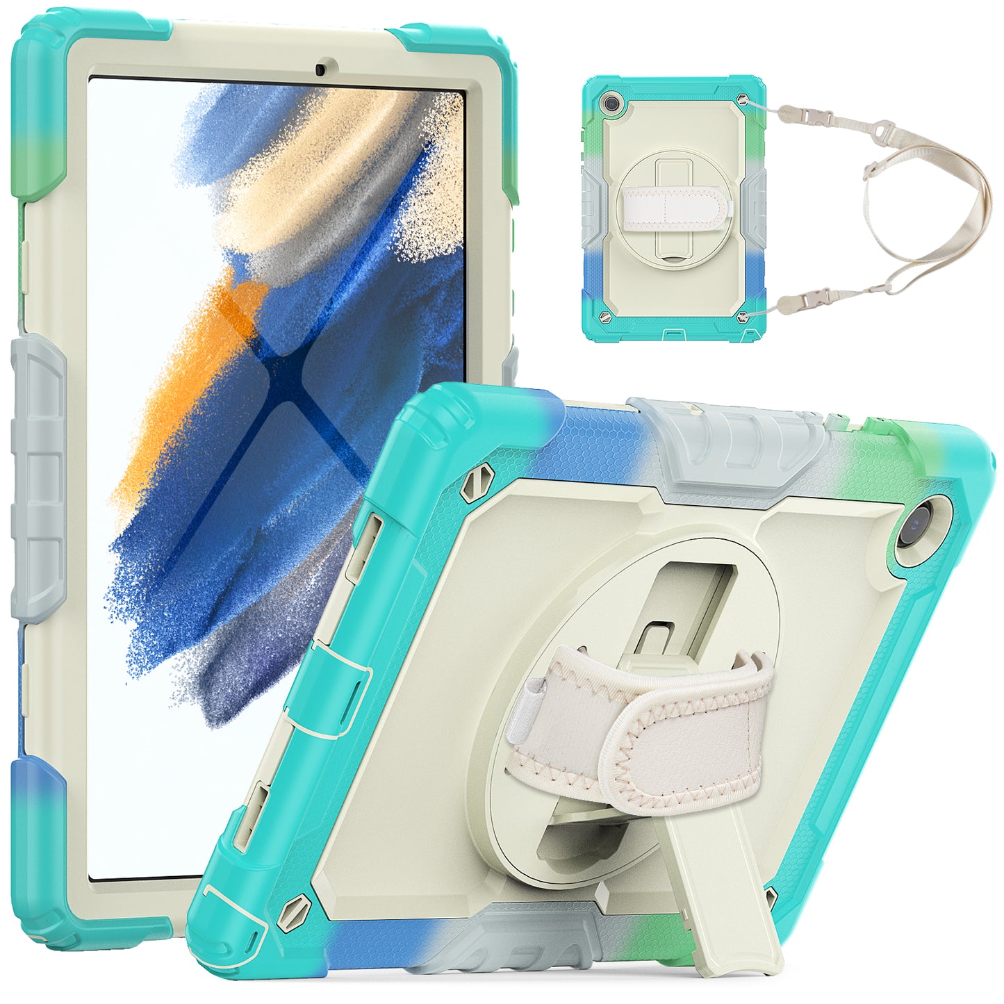 Tough Strap Galaxy Tab A8 Shockproof Case Multi-functional Built-in Screen Protector