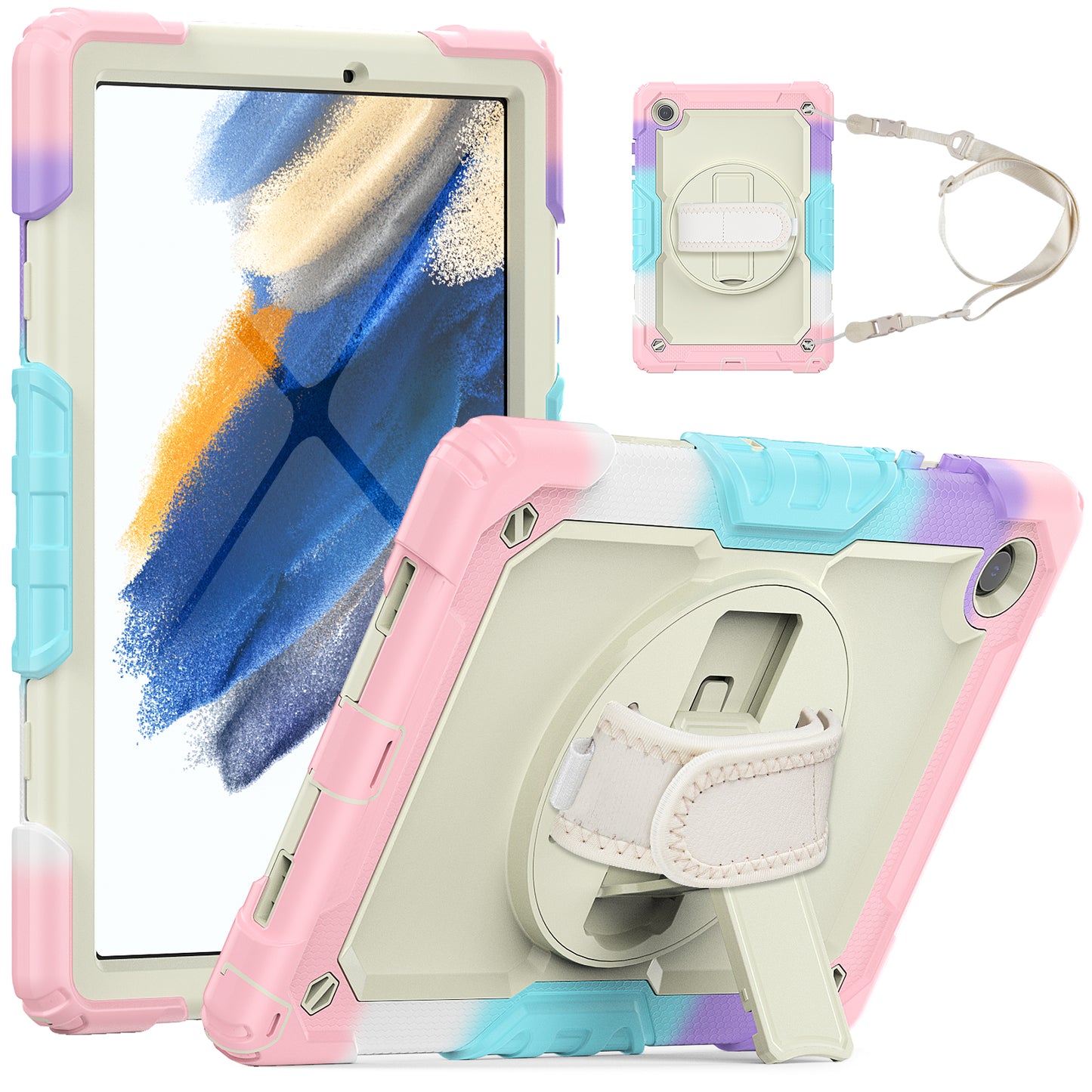 Tough Strap Galaxy Tab A8 Shockproof Case Multi-functional Built-in Screen Protector