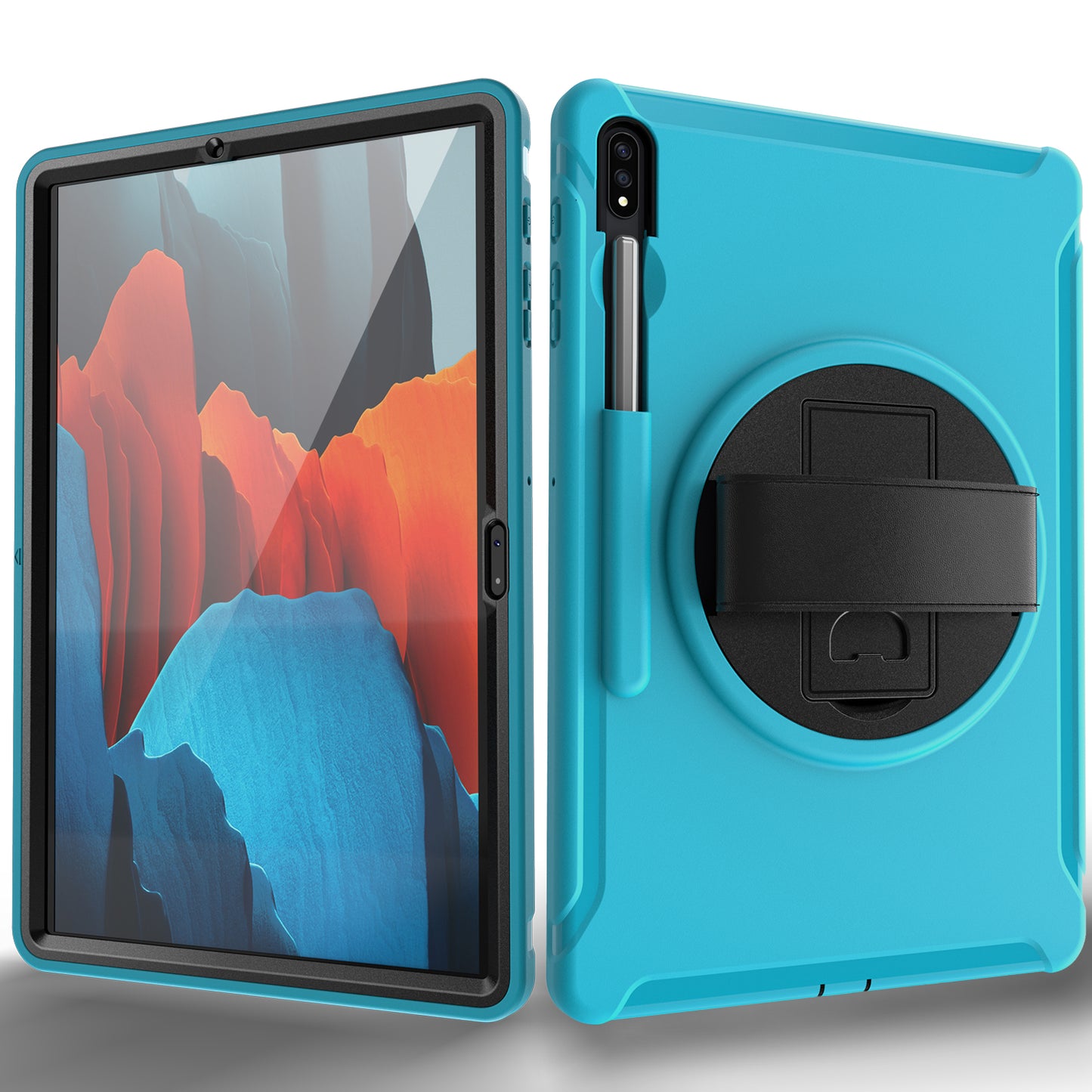 Spider Man Galaxy Tab S8+ Case Genuine Leather Hand Strap Combo Rotating Stand