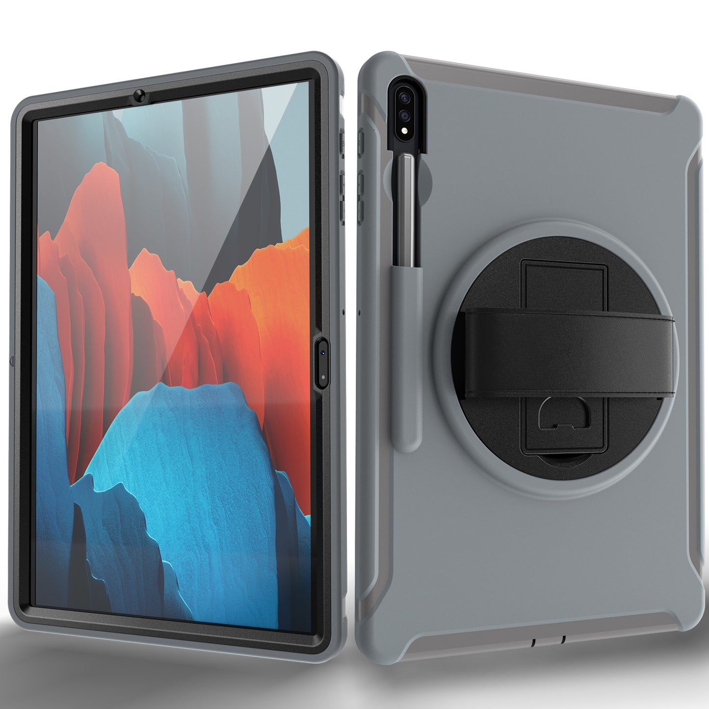 Spider Man Galaxy Tab S8+ Case Genuine Leather Hand Strap Combo Rotating Stand