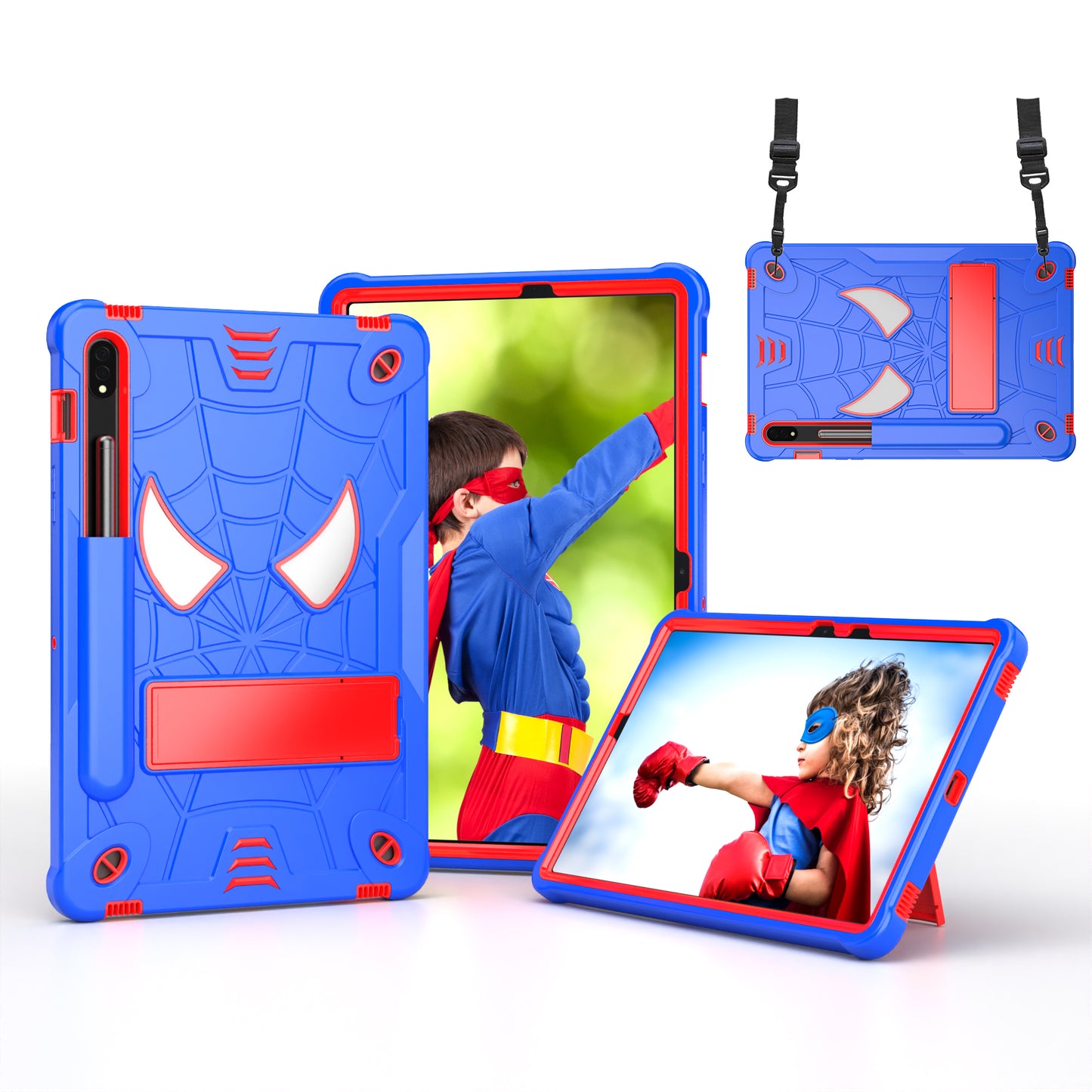 Spider-Man Galaxy Tab S8 Shockproof Case Rugged Detachable Shoulder Strap