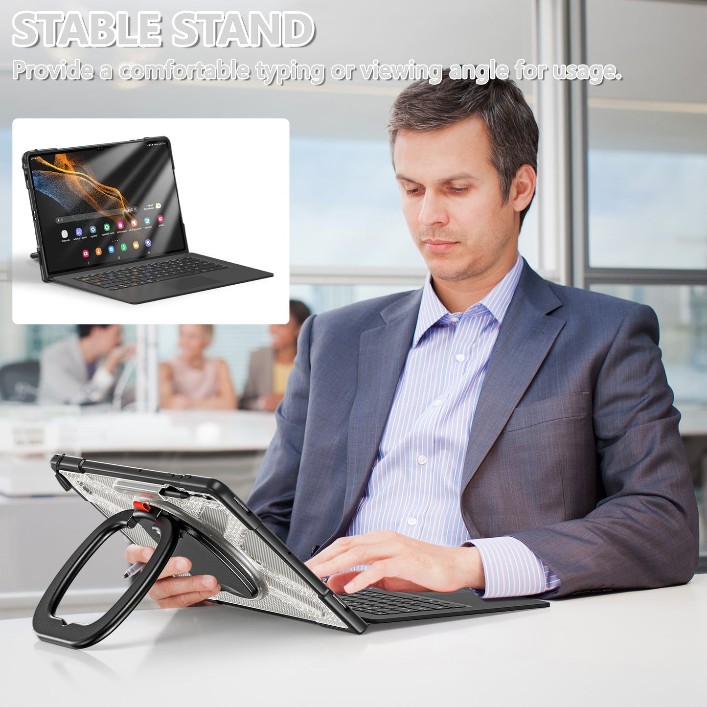 Jacket Beer Galaxy Tab S8 Ultra Case Heavy Duty Hybrid Rotatable Folding Handle Grip