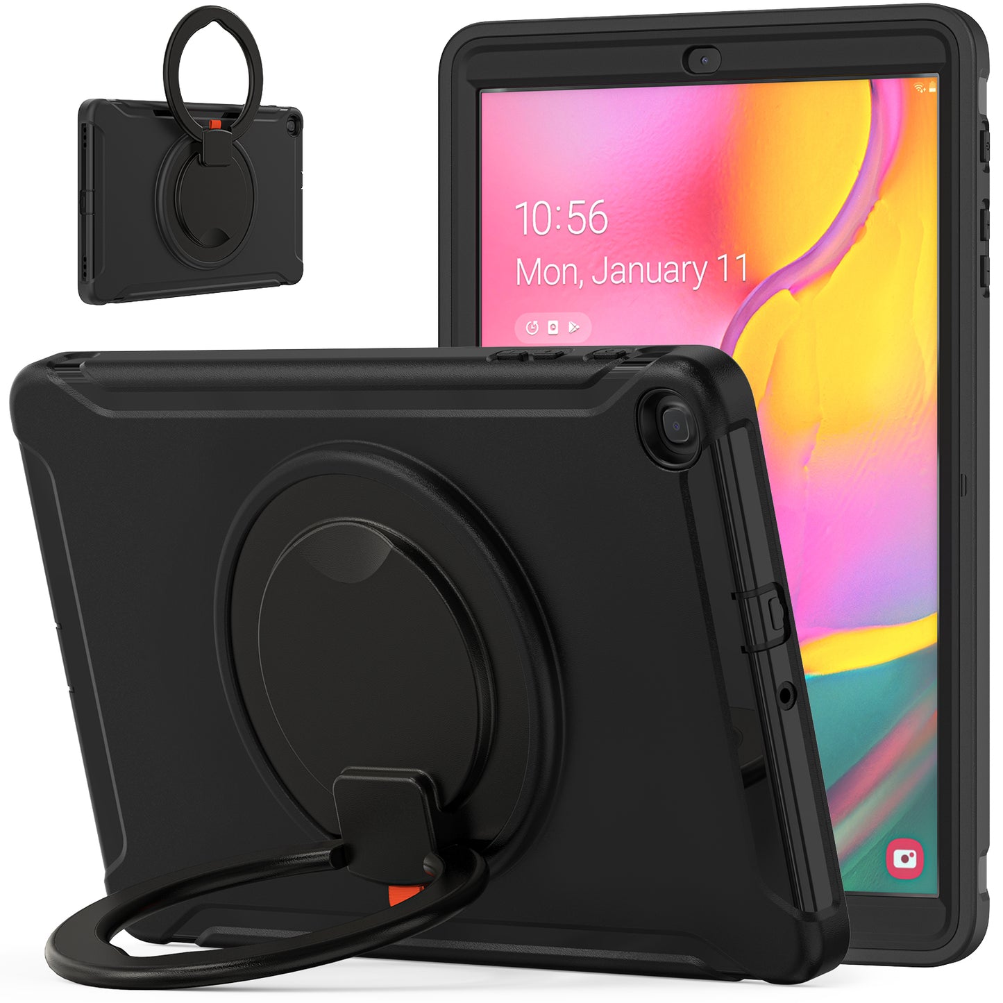 Bull Demon King Galaxy Tab A 10.1 (2019) Case 360 Rotatable Folding Handle Grip
