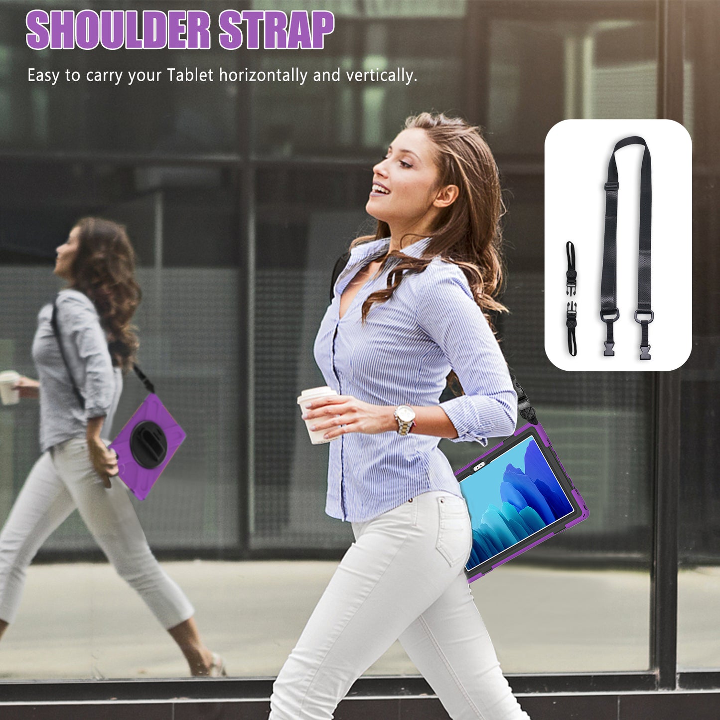 Pirate King Galaxy Tab A7 Case 360 Rotating Stand with Hand Holder Shoulder Strap