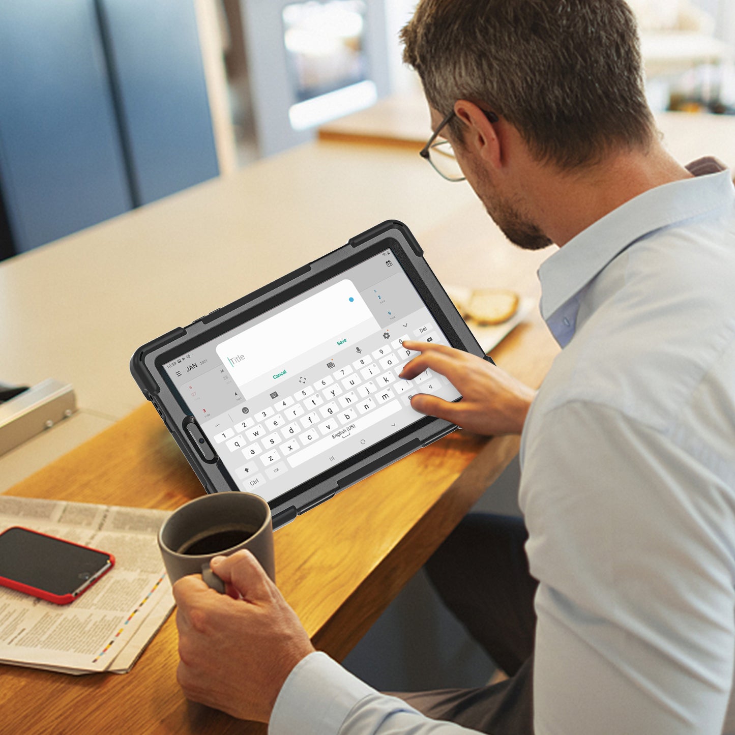 Pirate King Galaxy Tab A7 Lite Case 360 Rotating Stand Hand Holder Shoulder Strap