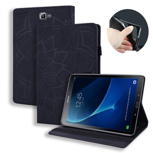 Double Hem Galaxy Tab A 10.1 (2017) Leather Case Embossing Sunflower Wallet Foldable Stand