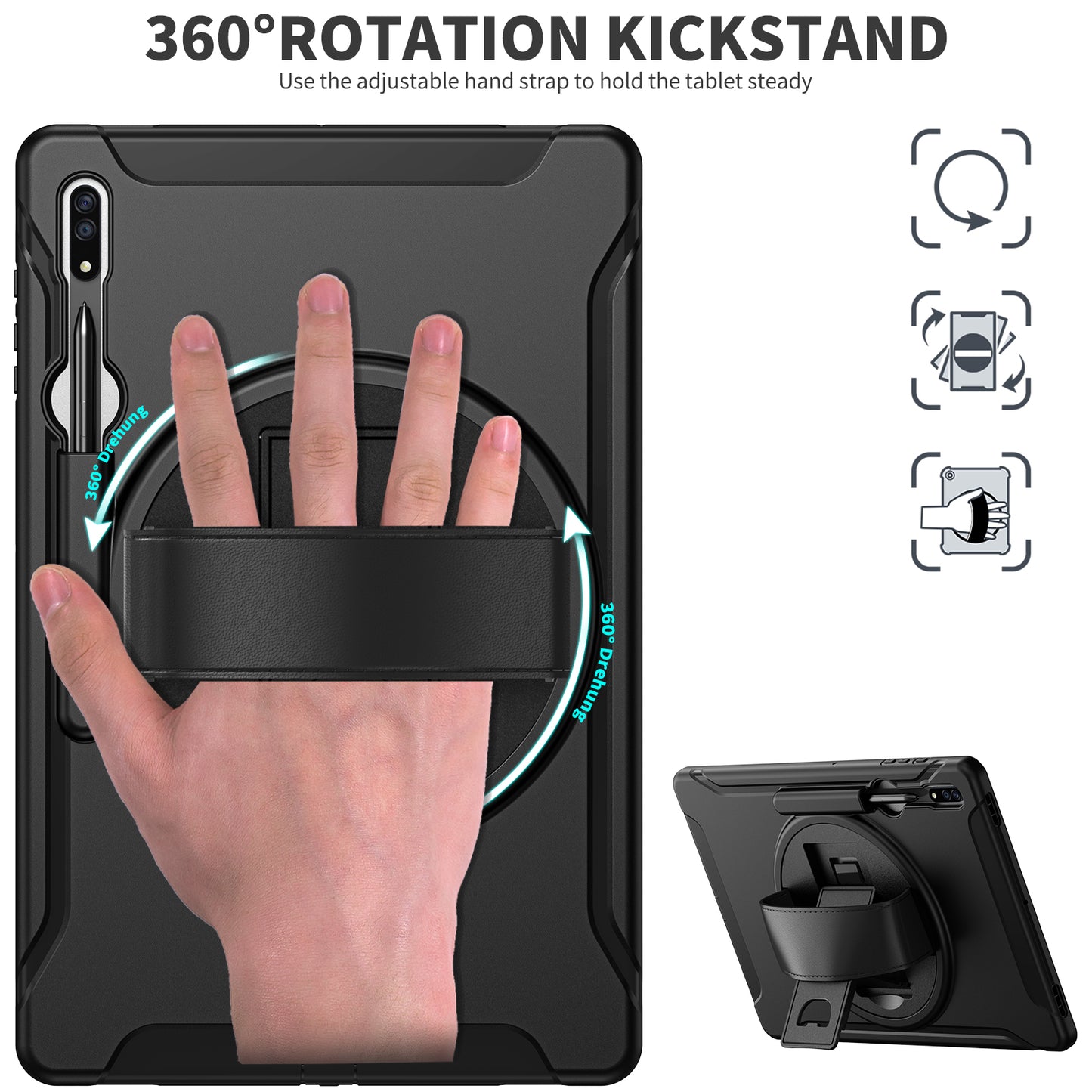 Spider Man Galaxy Tab S8 Ultra Case Genuine Leather Hand Strap Combo Rotating Stand