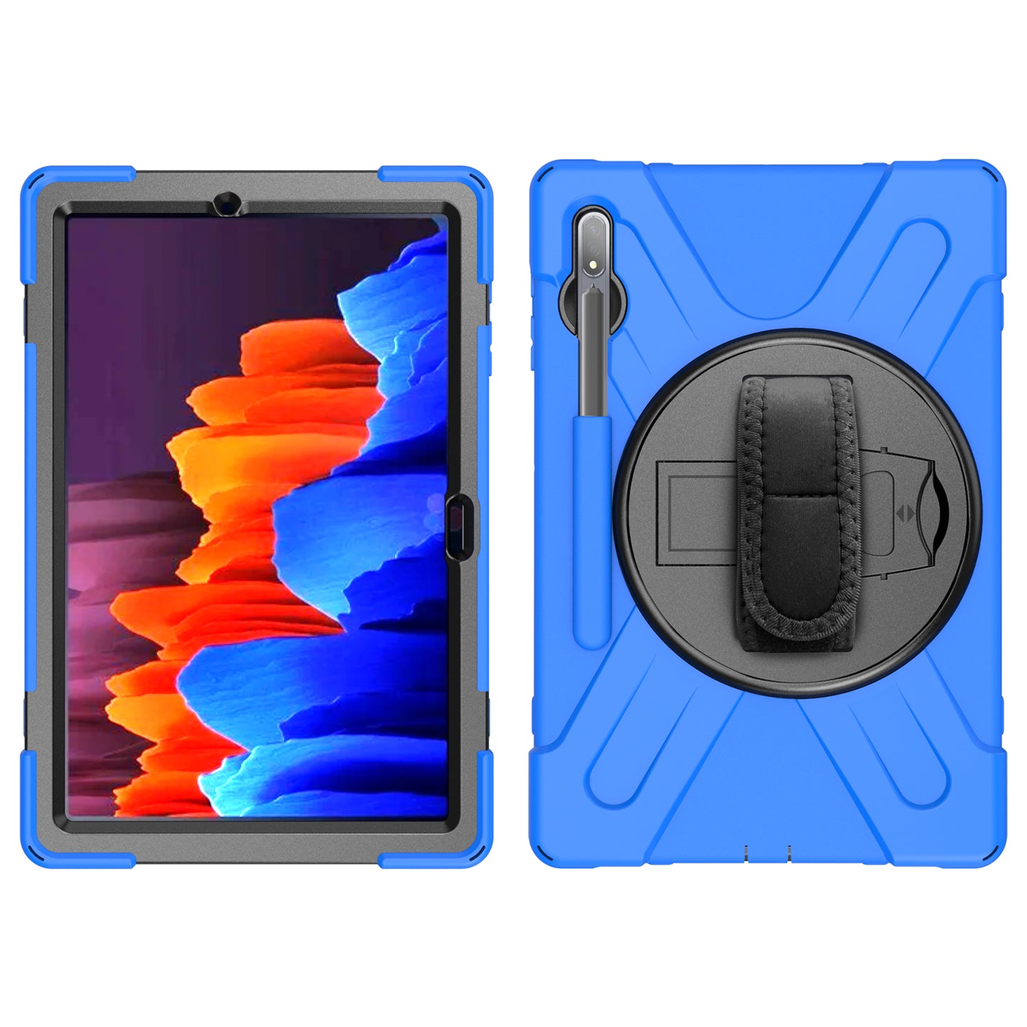 Pirate King Galaxy Tab S8+ Case 360 Rotating Stand with Hand Holder Shoulder Strap