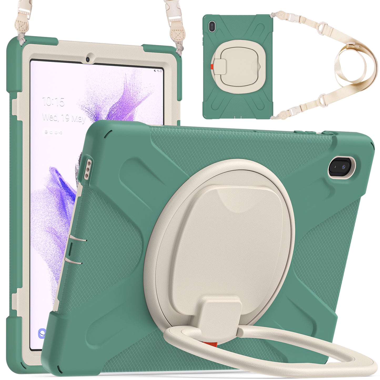 Pirate Box Galaxy Tab S8+ Case Hook Stand Rotating with Hand Holder Shoulder Strap