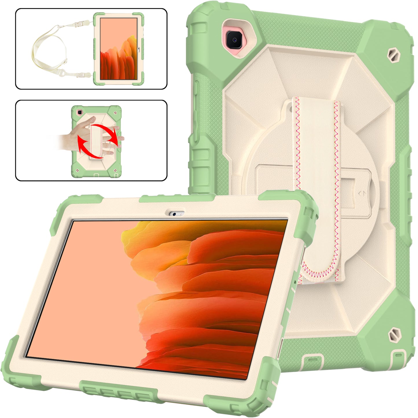 Rugged Rotating Galaxy Tab A7 Shockproof Case Shoulder Strap Hand Holder