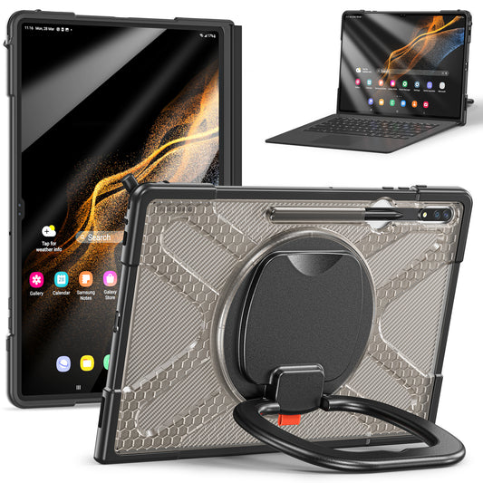 Jacket Beer Galaxy Tab S8 Ultra Case Heavy Duty Hybrid Rotatable Folding Handle Grip
