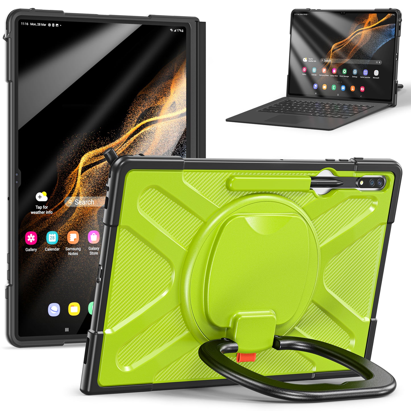 Jacket Beer Galaxy Tab S8 Ultra Case Heavy Duty Hybrid Rotatable Folding Handle Grip