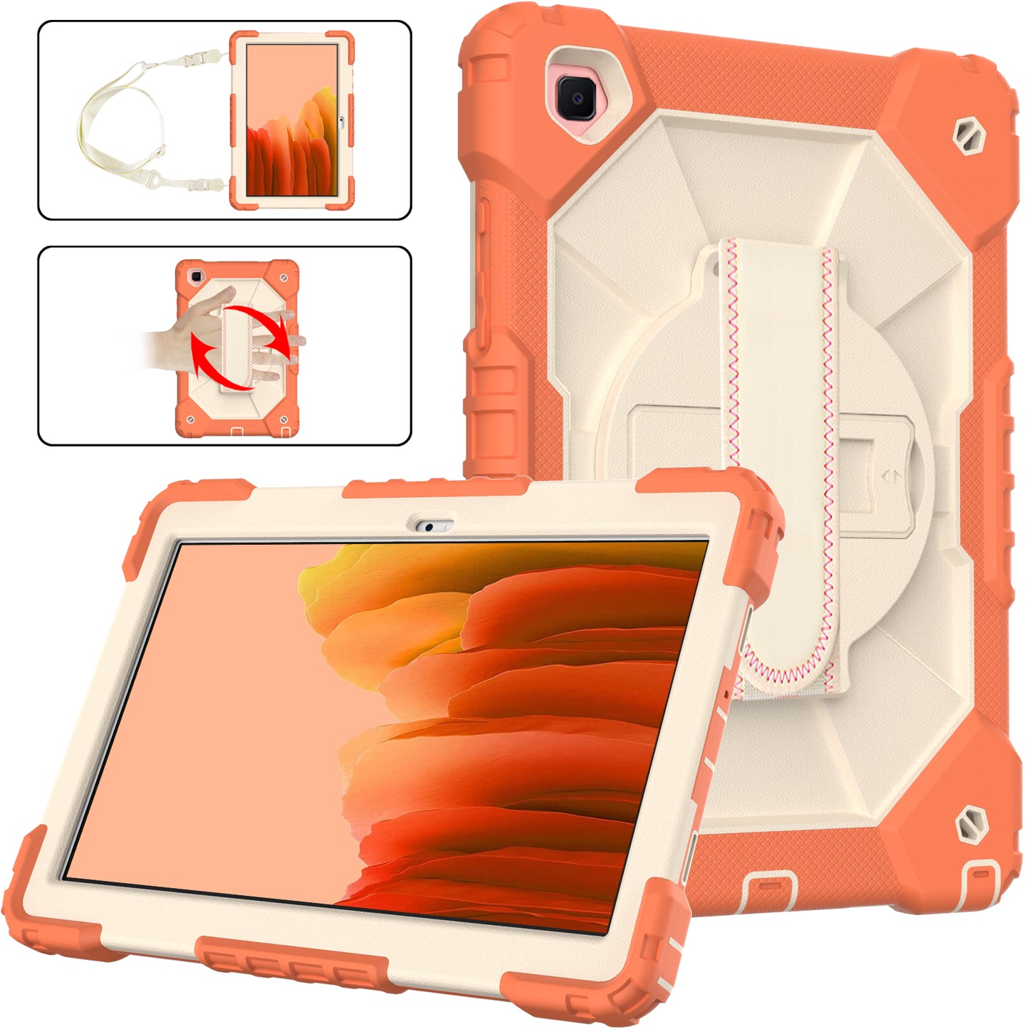 Rugged Rotating Galaxy Tab A7 Shockproof Case Shoulder Strap Hand Holder