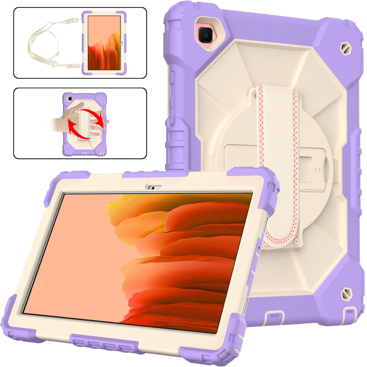 Rugged Rotating Galaxy Tab A7 Shockproof Case Shoulder Strap Hand Holder