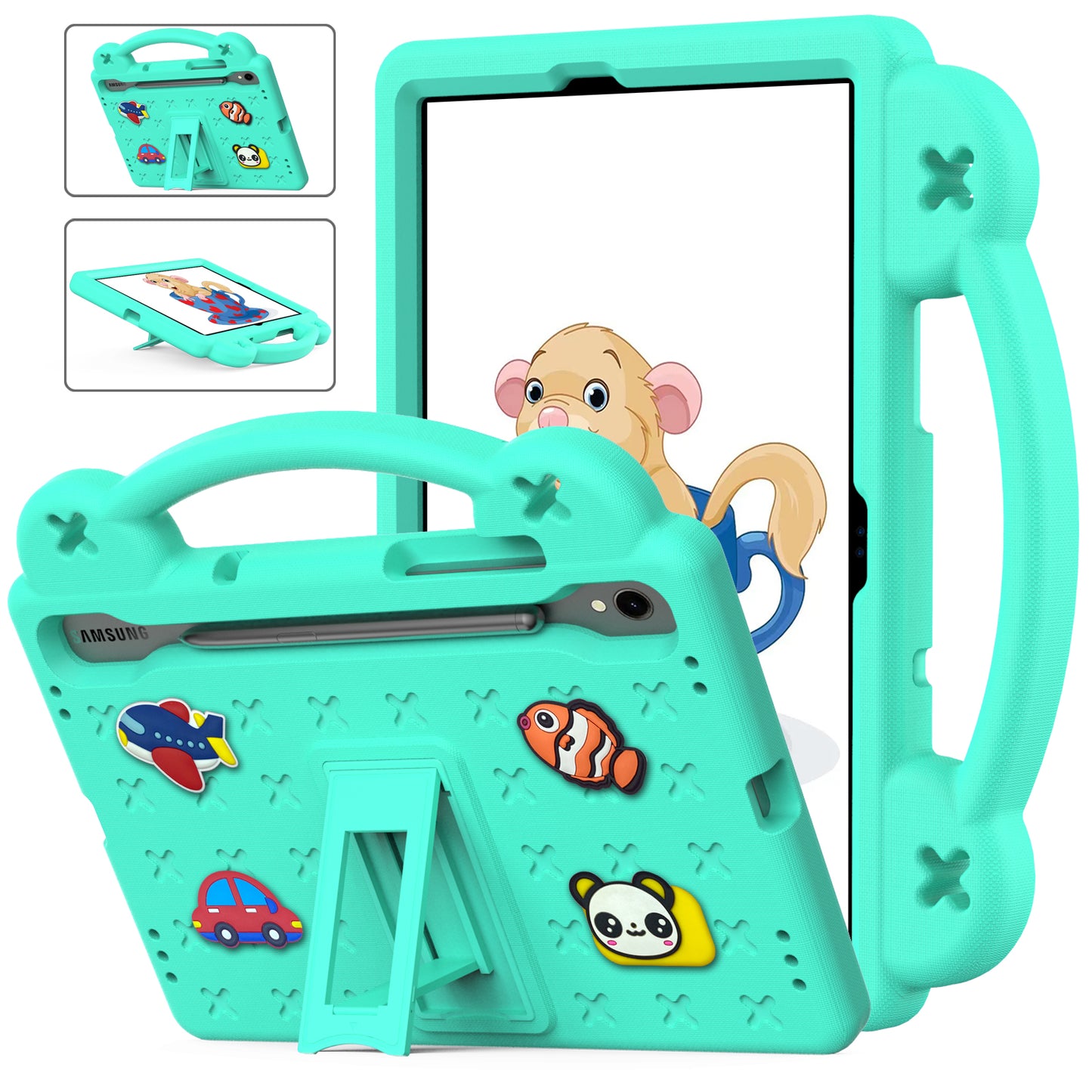 Berenstain Bear Galaxy Tab S8 EVA Case Children's Cartoon Flat Kickstand DIY