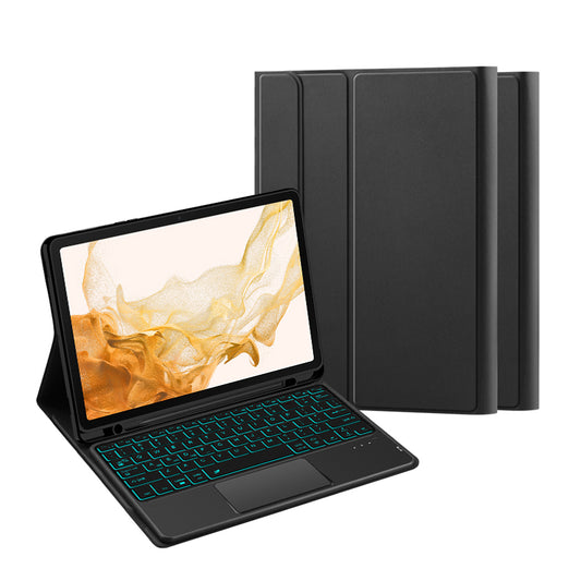 Classical Book Samsung Galaxy Tab S8 Touchpad Keyboard Case Backlit Stand