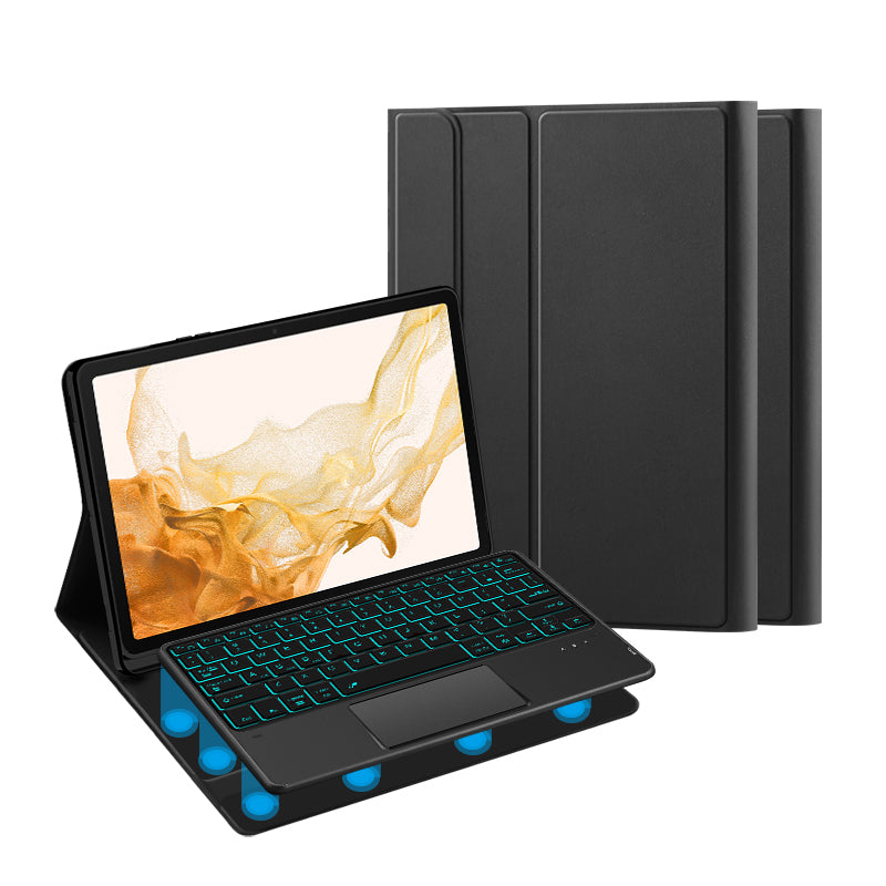 Classical Book Samsung Galaxy Tab S8+ Touchpad Keyboard Case Backlit Stand