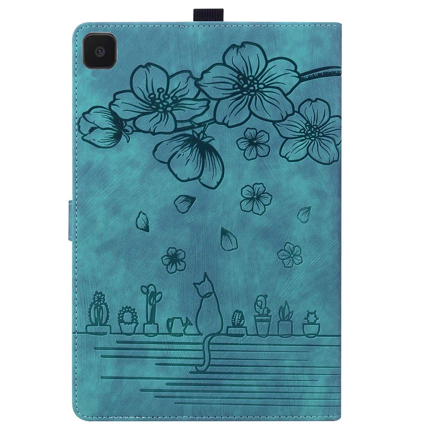 Cat Cherry Blossoms Galaxy Tab A7 Lite Grils Case Retro Leather Embossing Wallet Stand