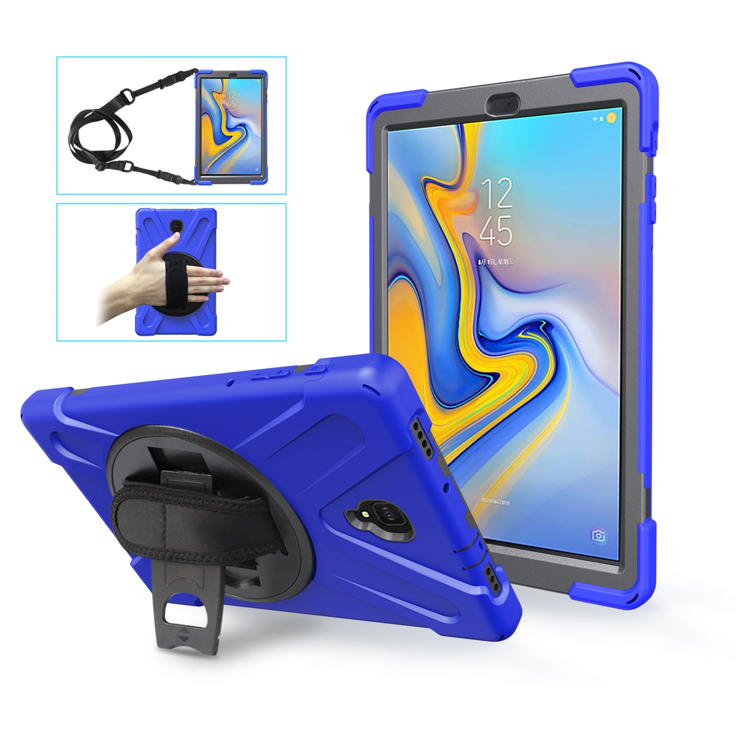 Pirate King Galaxy Tab A 10.5 (2018) Case 360 Rotating Stand Shoulder Strap