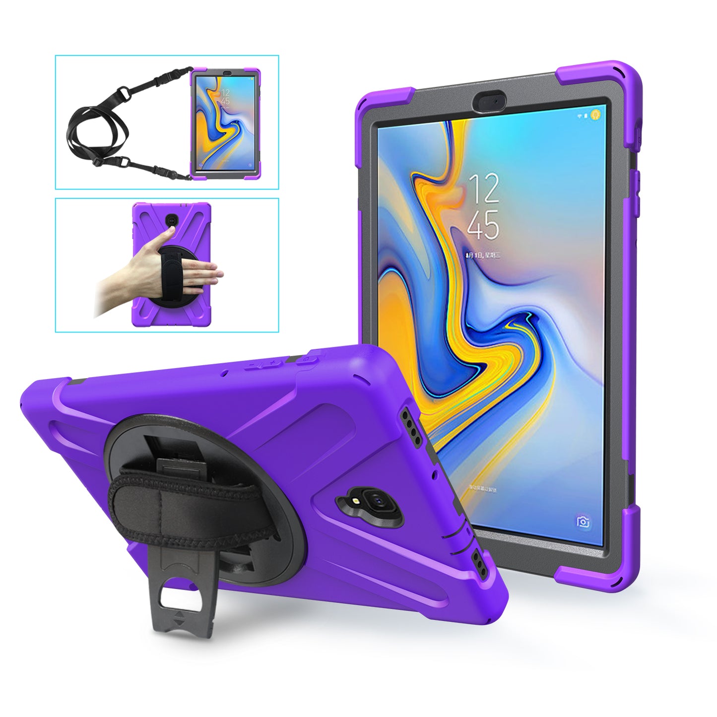 Pirate King Galaxy Tab A 10.5 (2018) Case 360 Rotating Stand Shoulder Strap