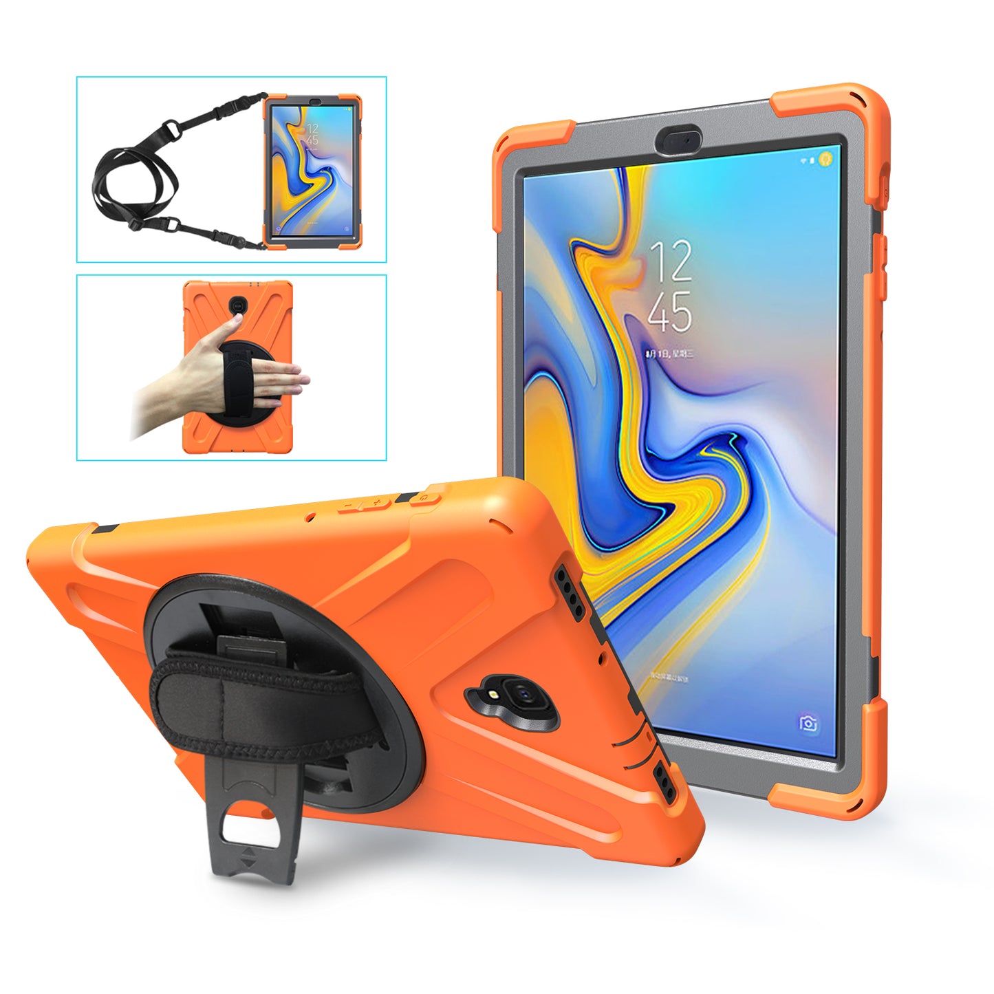 Pirate King Galaxy Tab A 10.5 (2018) Case 360 Rotating Stand Shoulder Strap