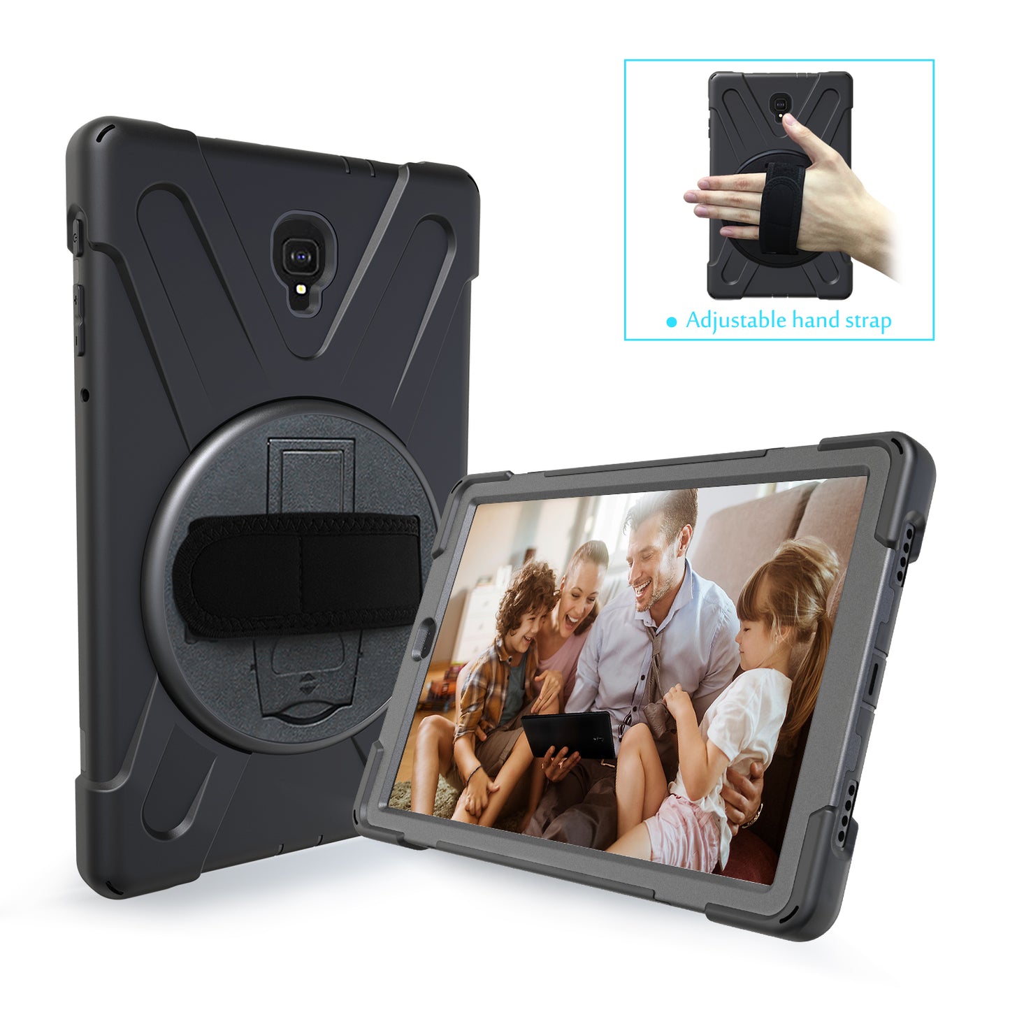 Pirate King Galaxy Tab A 10.5 (2018) Case 360 Rotating Stand Shoulder Strap