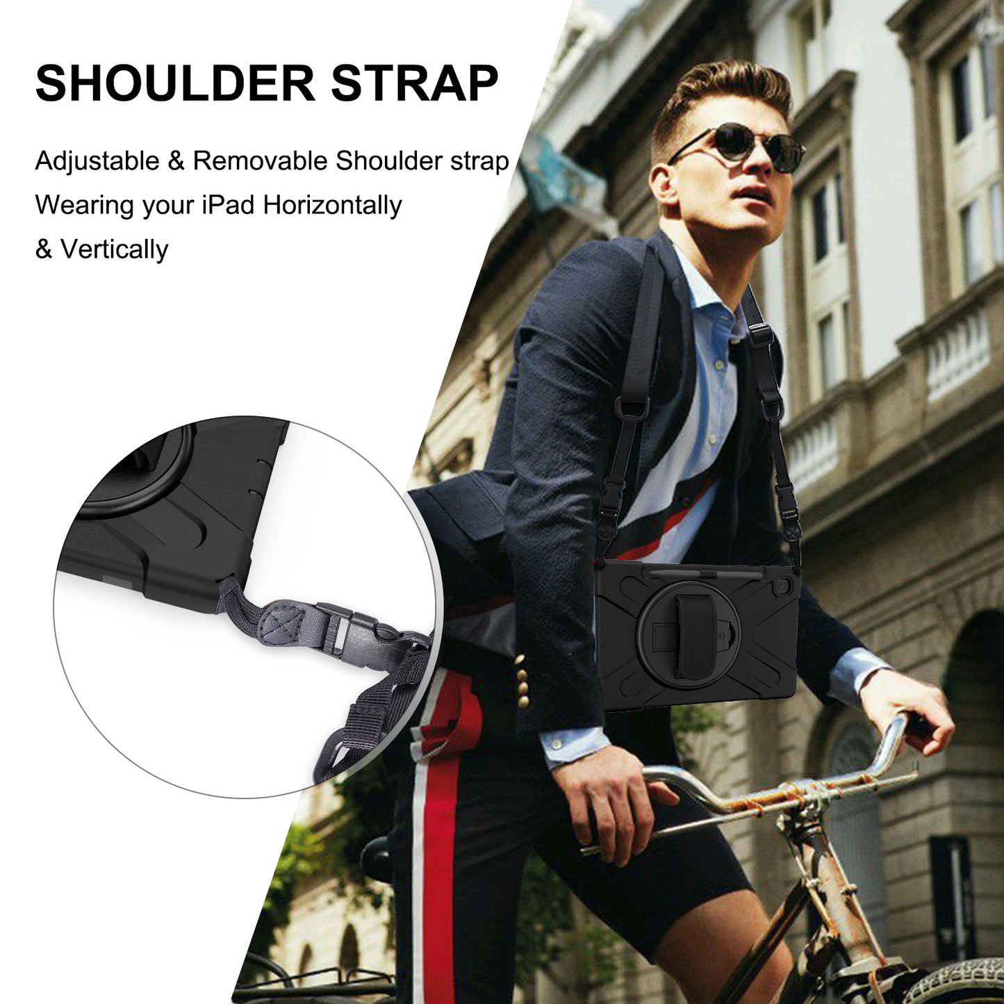 Pirate King Galaxy Tab S6 Lite Case 360 Rotating Stand with Hand Holder Shoulder Strap