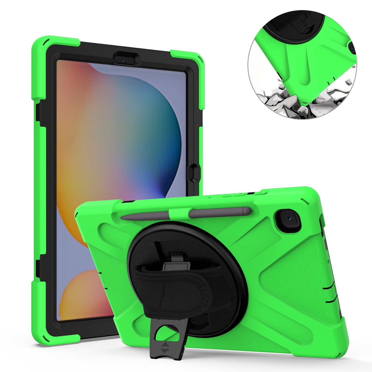 Pirate King Galaxy Tab S6 Lite Case 360 Rotating Stand with Hand Holder Shoulder Strap